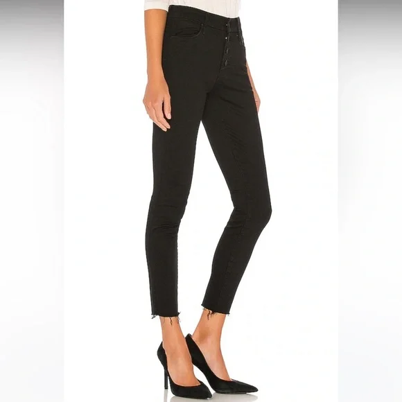 MOTHER | Women's Black The Pixie Dazzler Ankle Fray Jeans in not guilty, size 25 - Picture 2 of 16